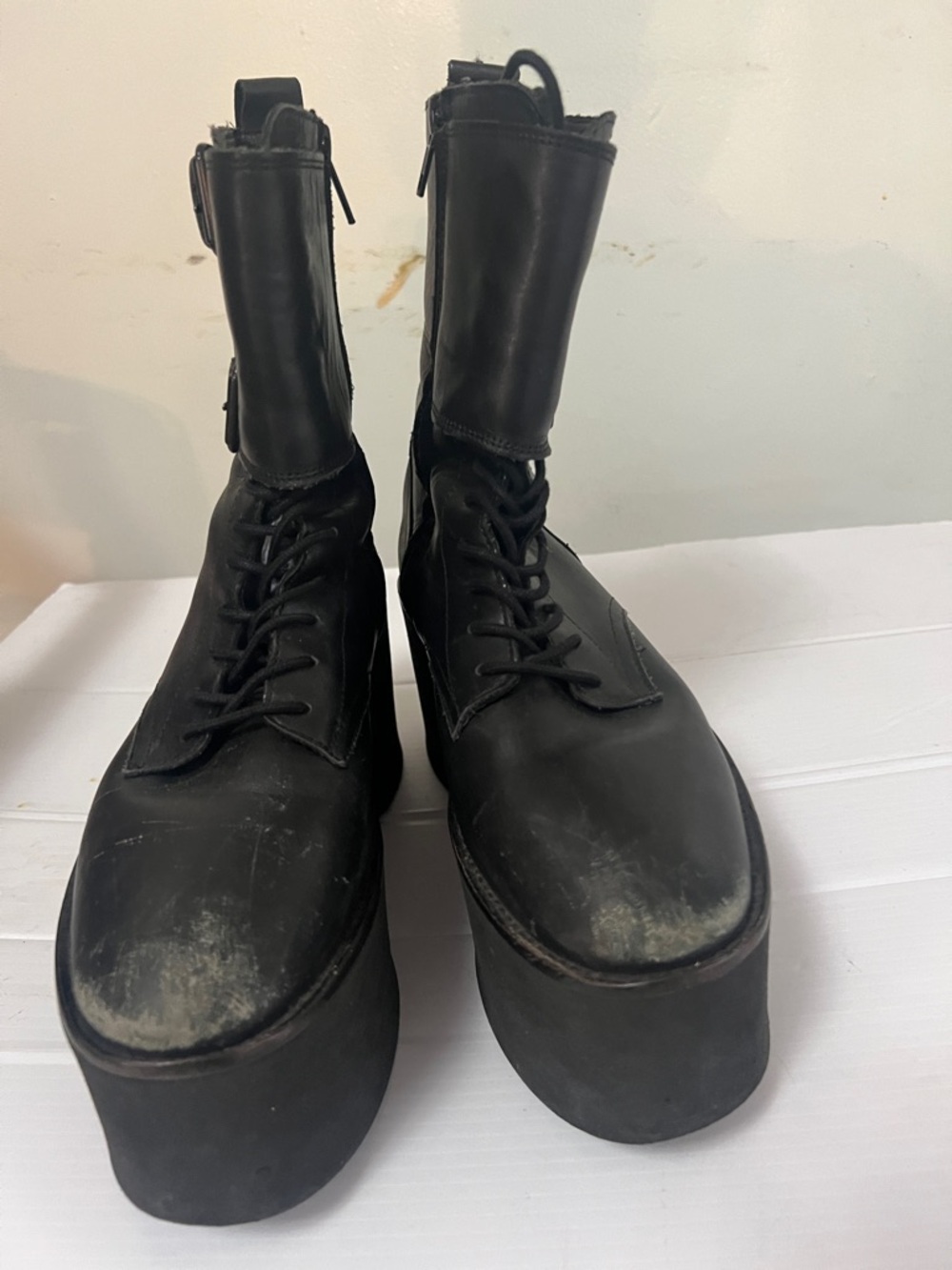 THE KOOPLES GRUNGE GOTHIC BLACK PLATFORM LACE UP ZIP UP‎ BOOTS SZ EU 39